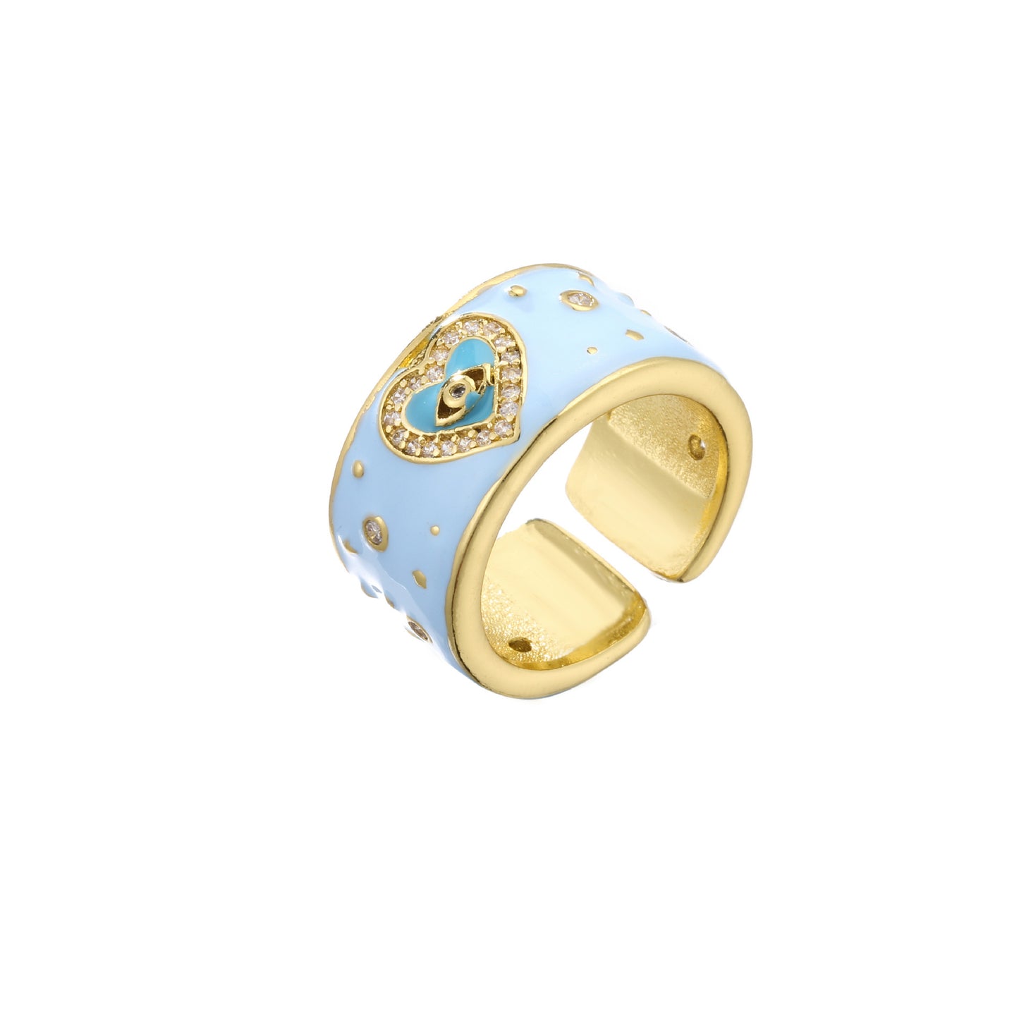 Anillo Ajustable de Corazón con Ojo Turco