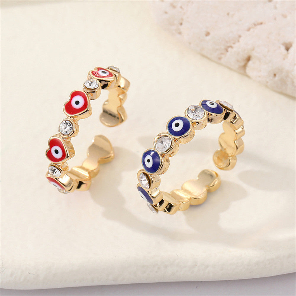 Heart & Circle Evil Eye Rings