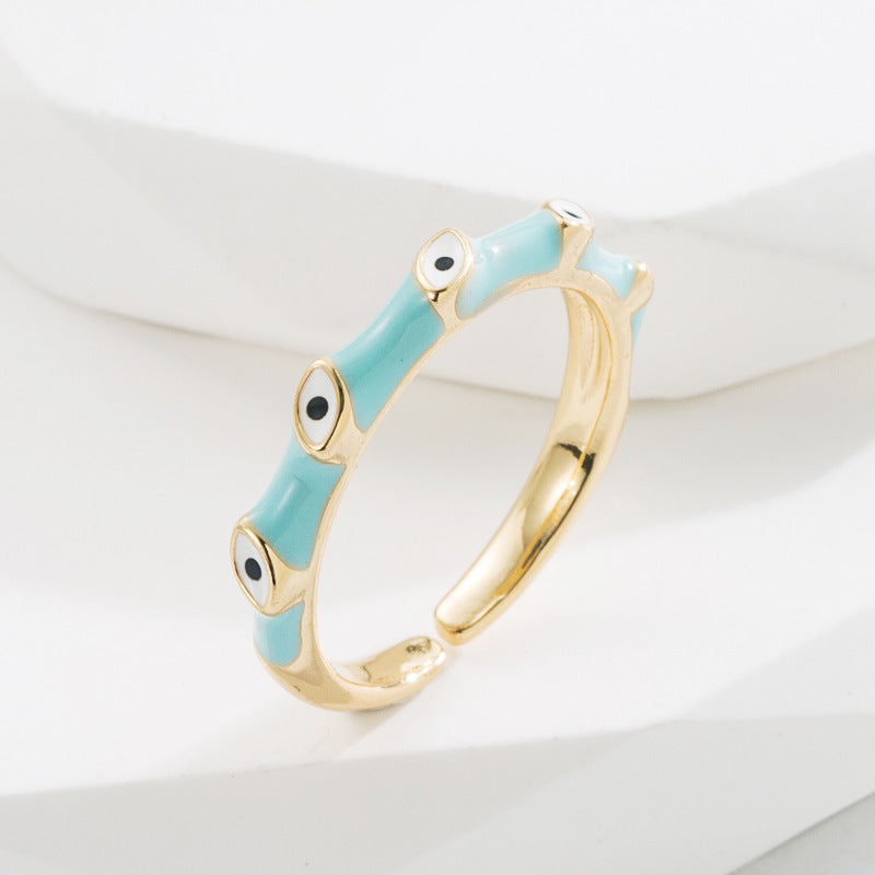 Colorful Enamel Evil Eye Rings