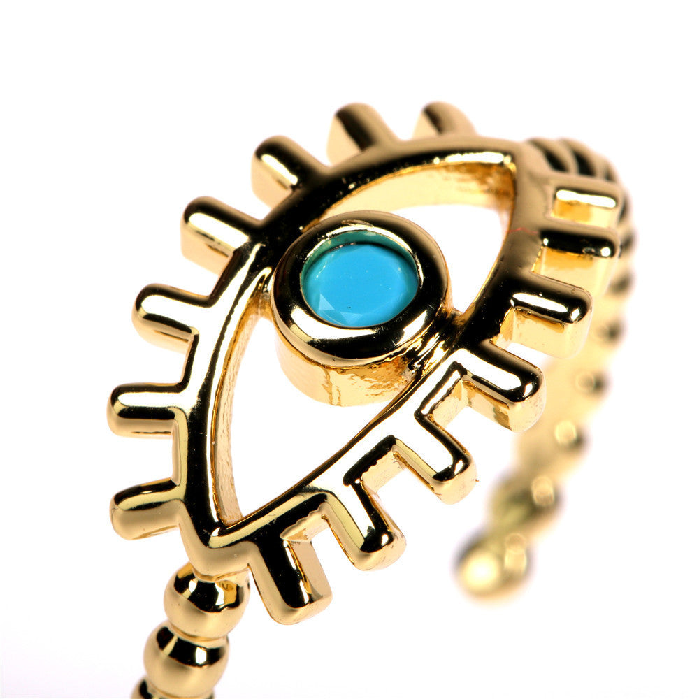 Gold Evil Eye Ring - Adjustable