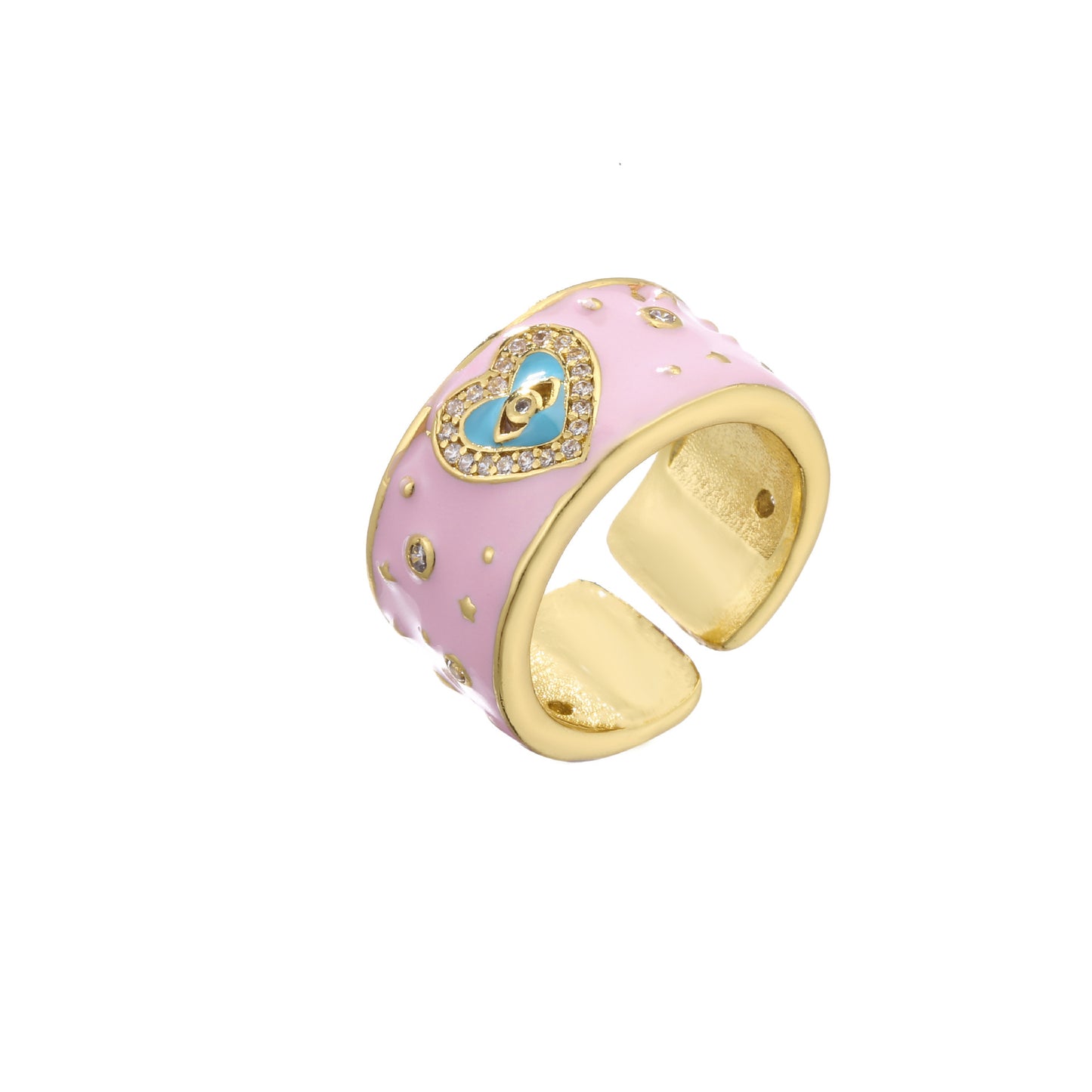 Anillo Ajustable de Corazón con Ojo Turco