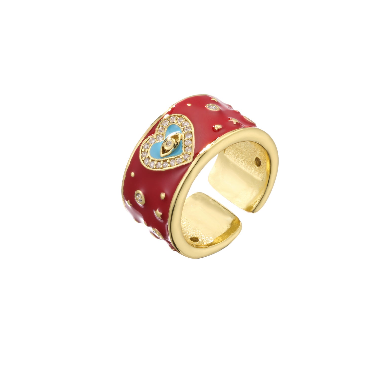 Anillo Ajustable de Corazón con Ojo Turco