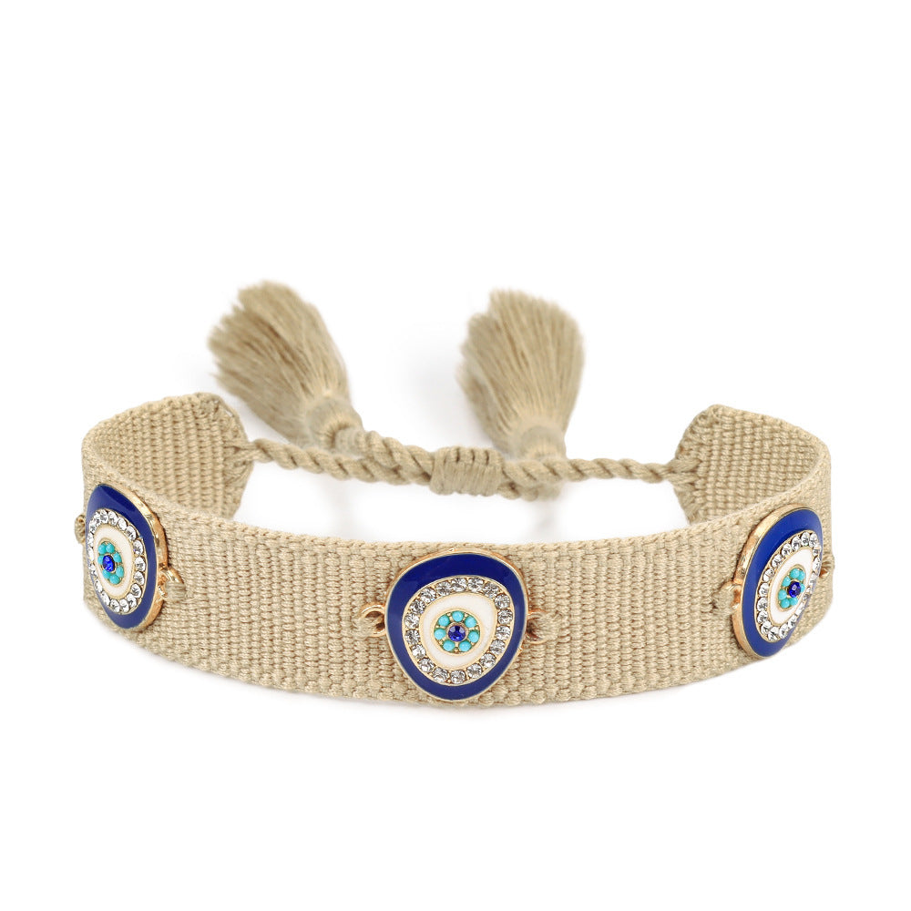 Pulsera tejida protectora contra el mal de ojo