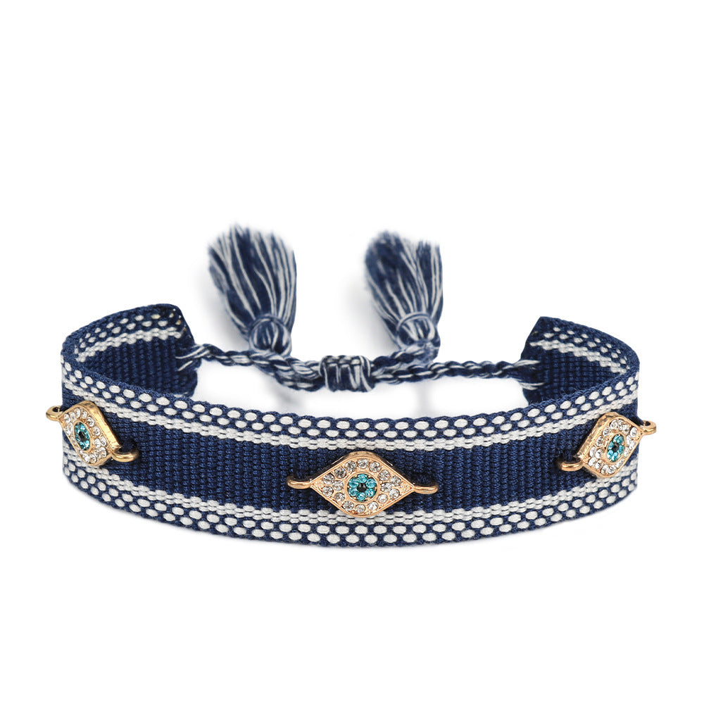 Pulsera tejida protectora contra el mal de ojo