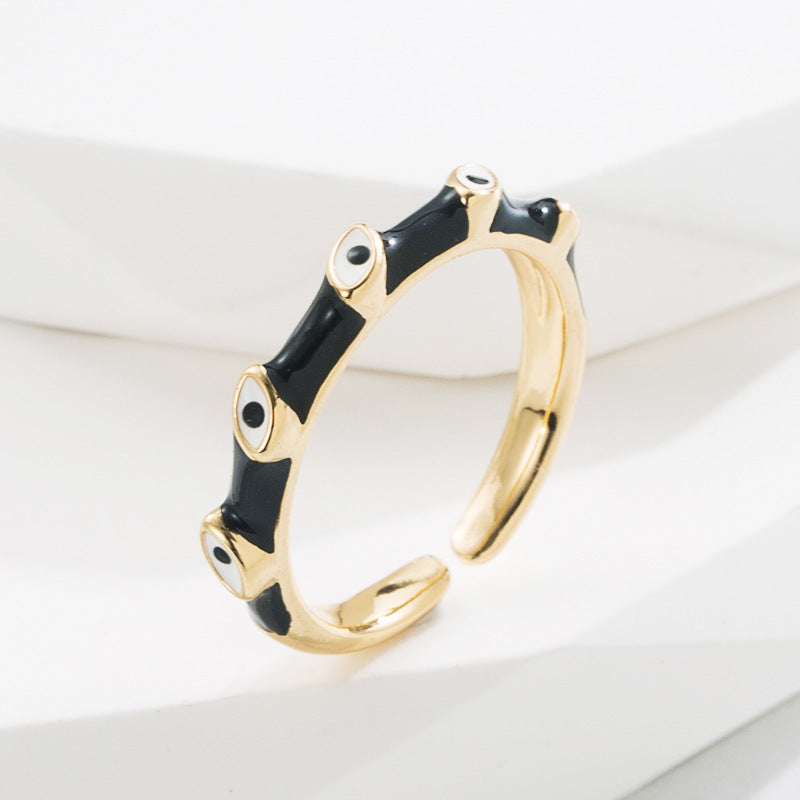 Colorful Enamel Evil Eye Rings