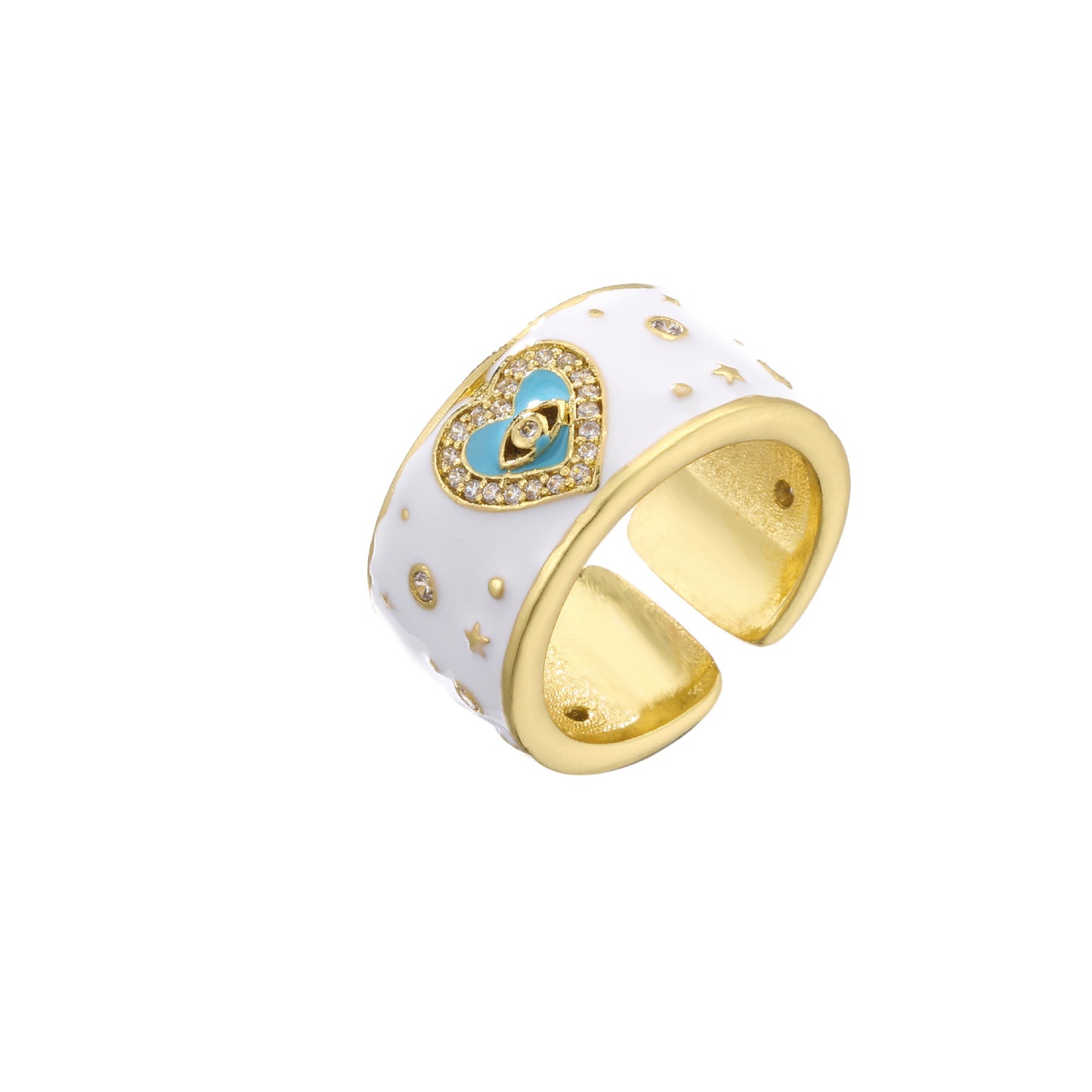 Anillo Ajustable de Corazón con Ojo Turco