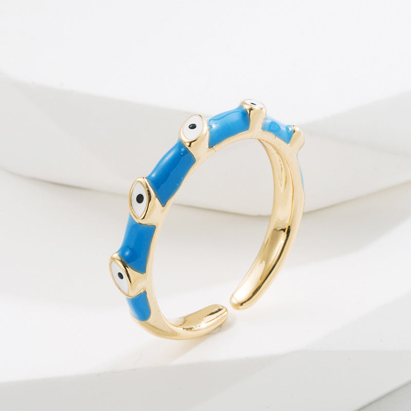 Colorful Enamel Evil Eye Rings