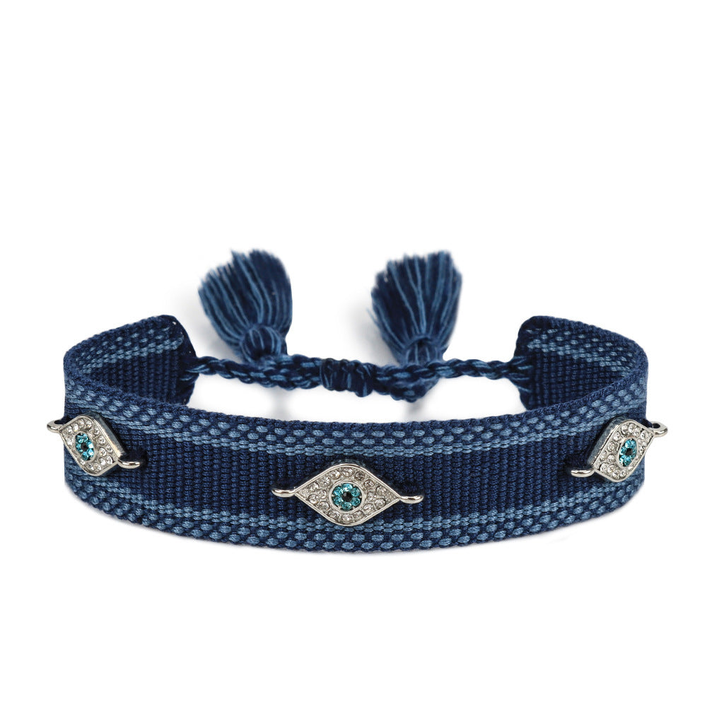 Pulsera tejida protectora contra el mal de ojo