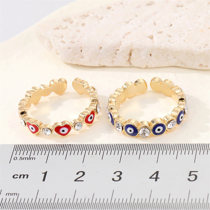 Heart & Circle Evil Eye Rings