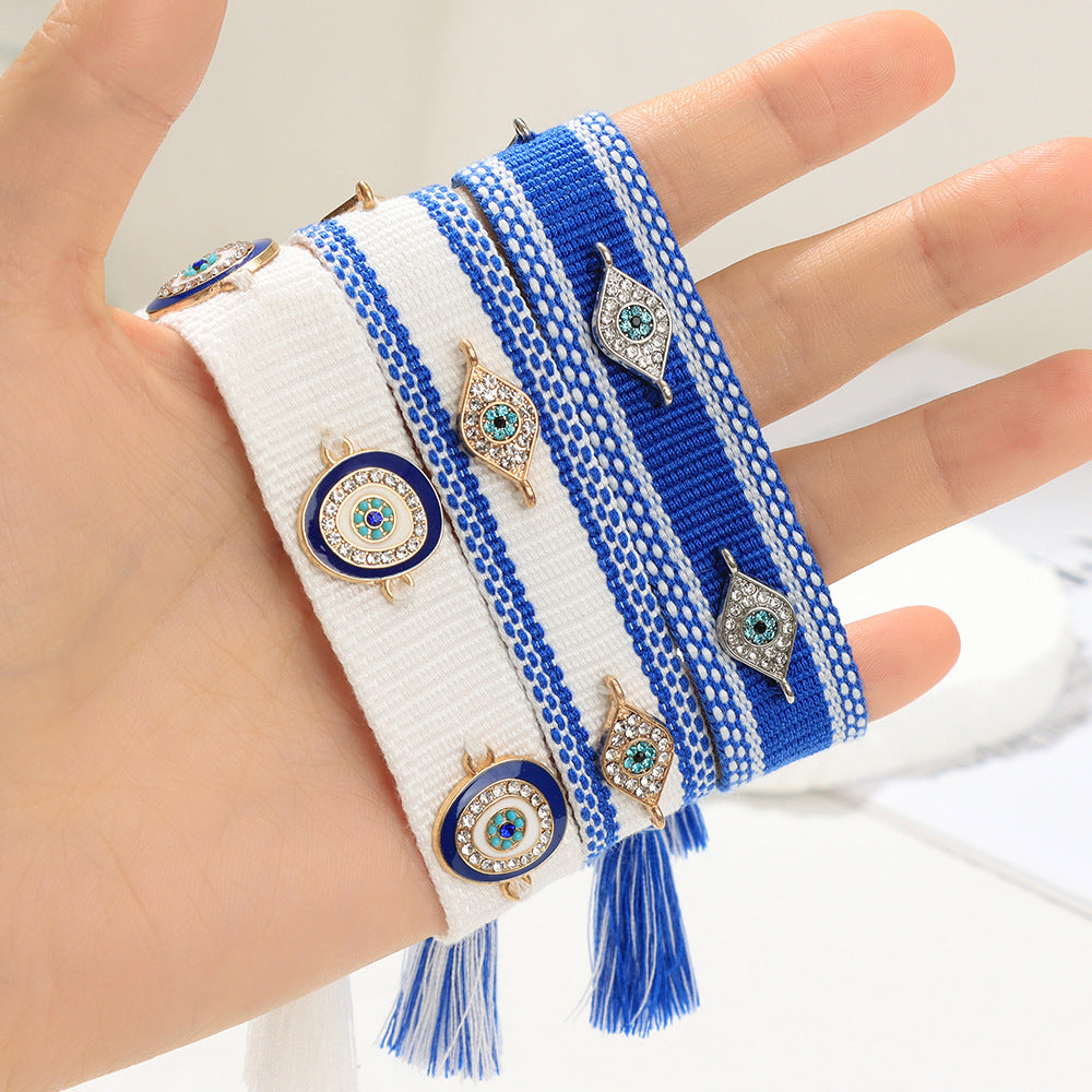 Pulsera tejida protectora contra el mal de ojo