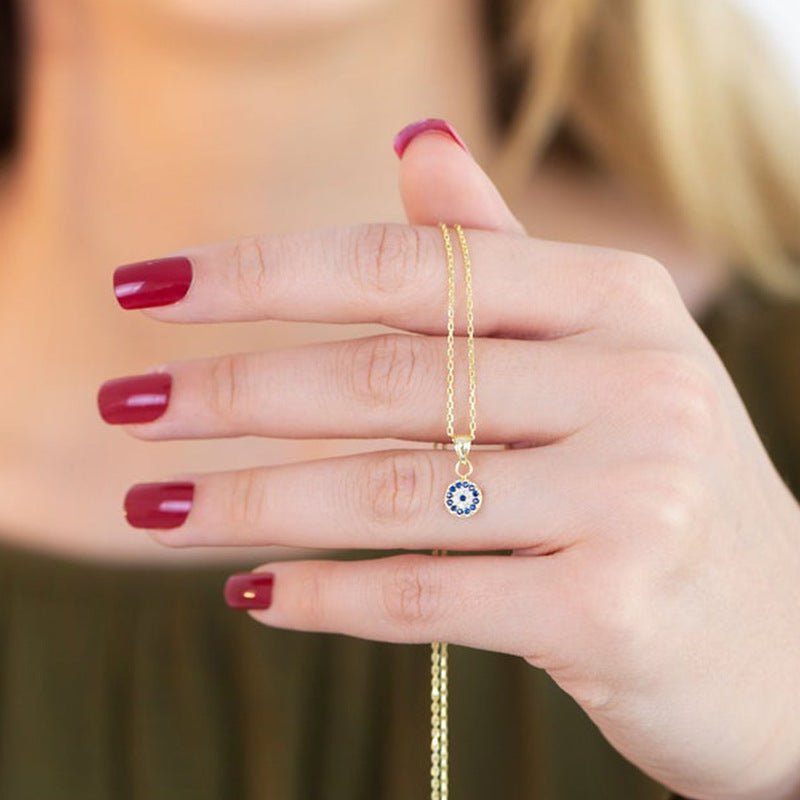 Chic Evil Eye Circle Pendant Necklace