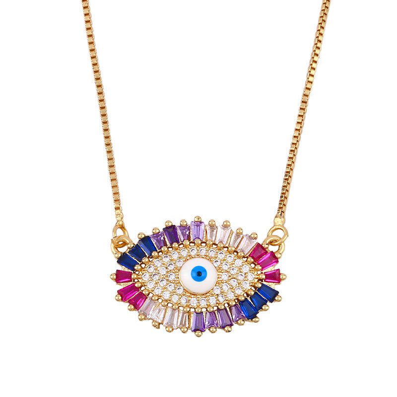 Colorful Rainbow Hamsa Hand of Fatima and Evil Eye Necklace