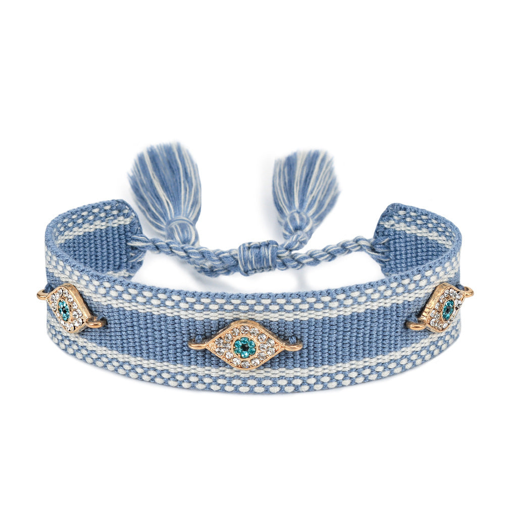 Pulsera tejida protectora contra el mal de ojo