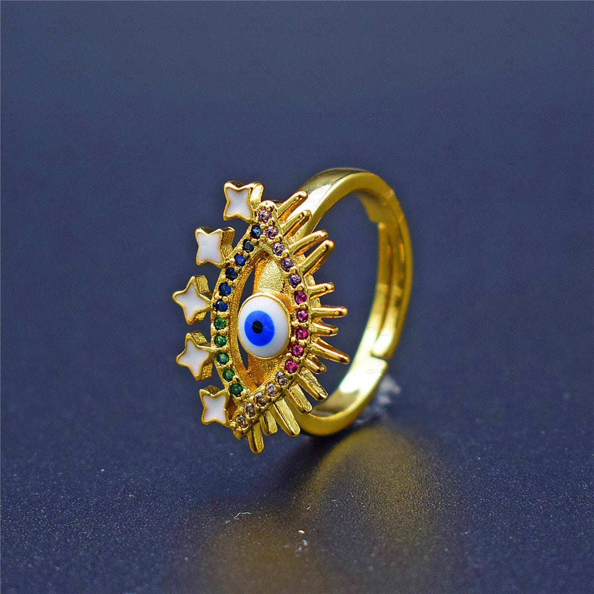 Rainbow Evil Eye Rings – Multiple Styles