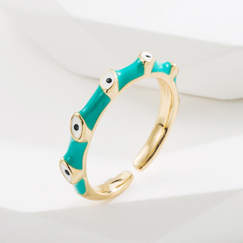 Colorful Enamel Evil Eye Rings