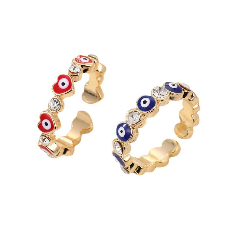 Heart & Circle Evil Eye Rings