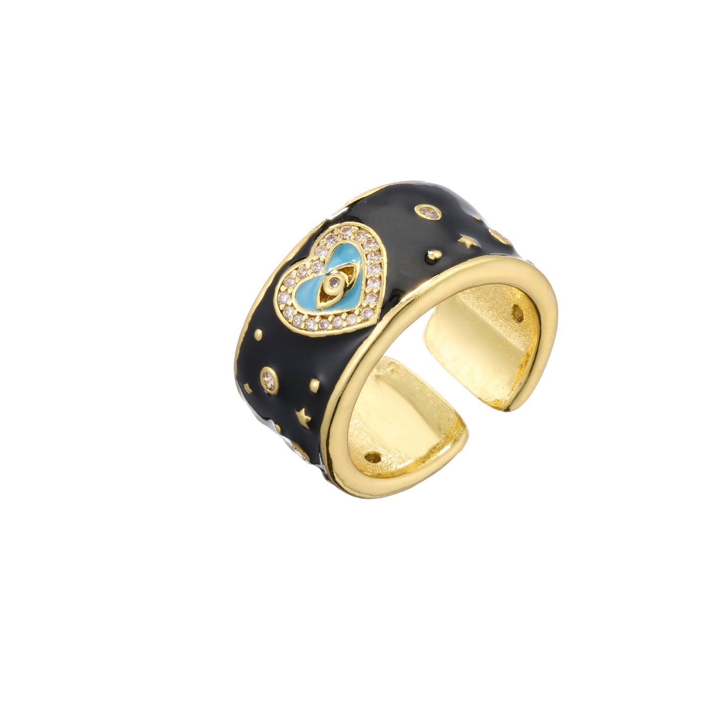 Anillo Ajustable de Corazón con Ojo Turco