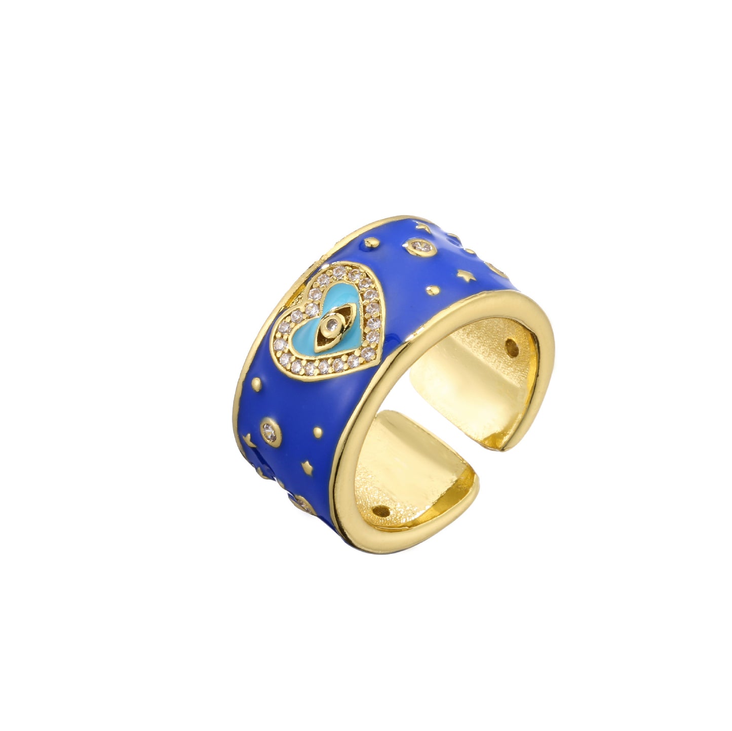 Anillo Ajustable de Corazón con Ojo Turco