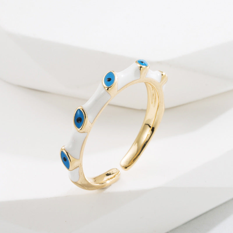 Colorful Enamel Evil Eye Rings