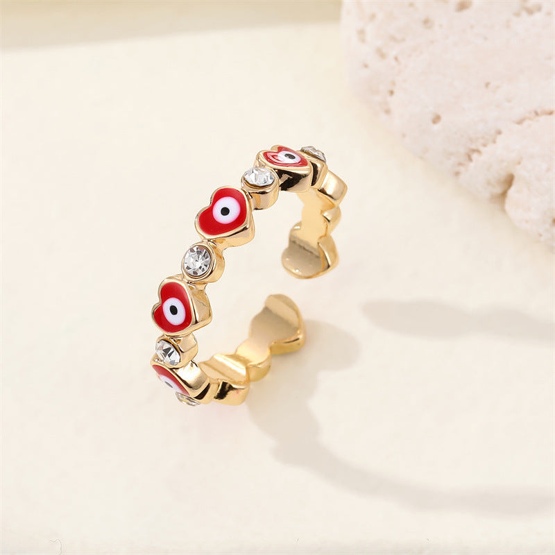 Heart & Circle Evil Eye Rings