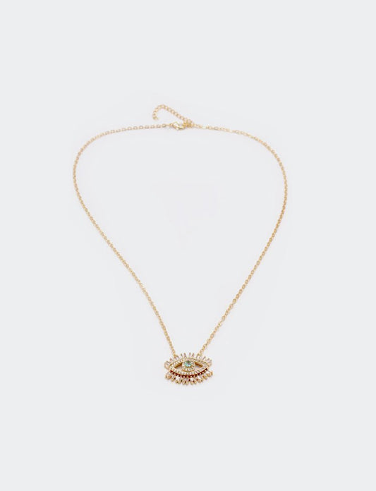 Glass Crystal Evil Eye Necklace