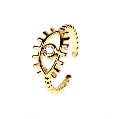 Gold Evil Eye Ring - Adjustable