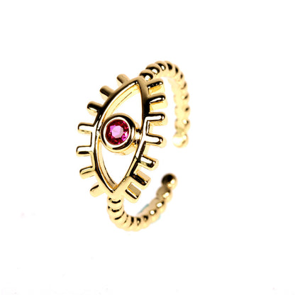 Gold Evil Eye Ring - Adjustable