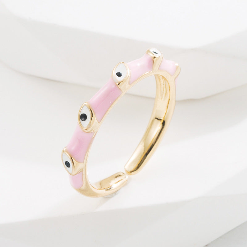 Colorful Enamel Evil Eye Rings