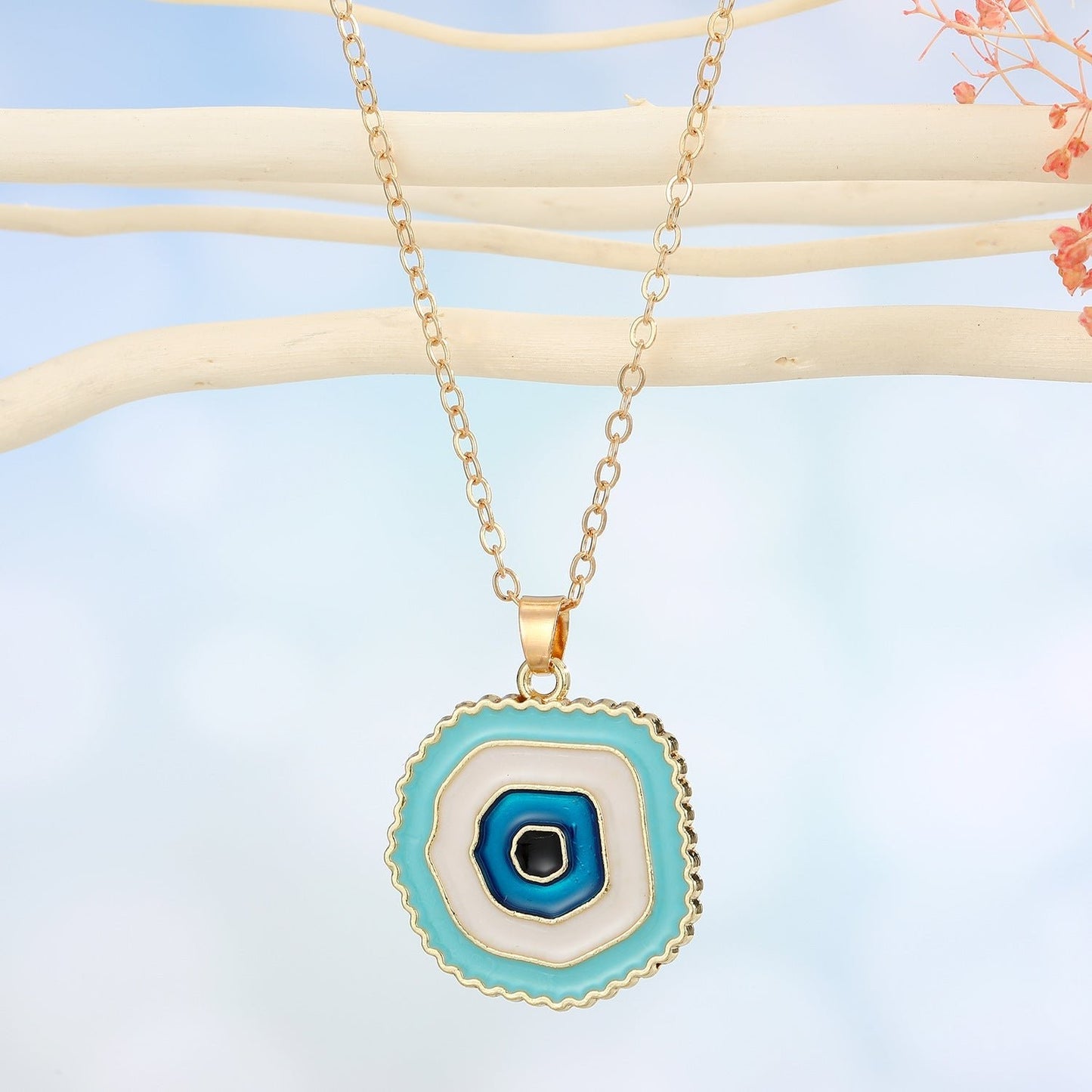 Alluring Evil Eye Round Pendant Necklace - 5 Colors