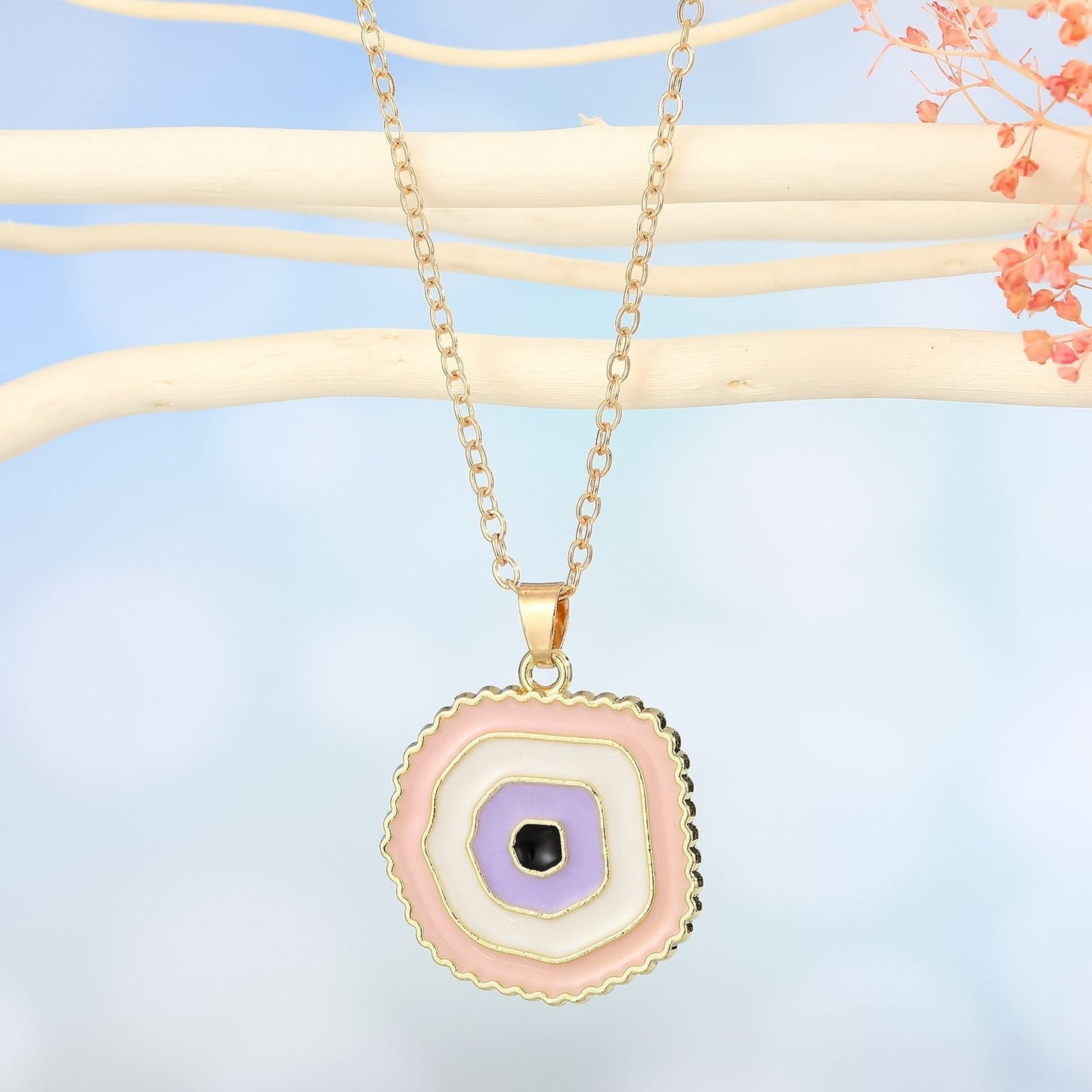 Alluring Evil Eye Round Pendant Necklace - 5 Colors