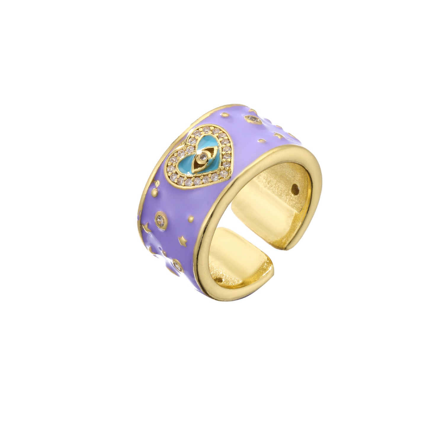 Anillo Ajustable de Corazón con Ojo Turco
