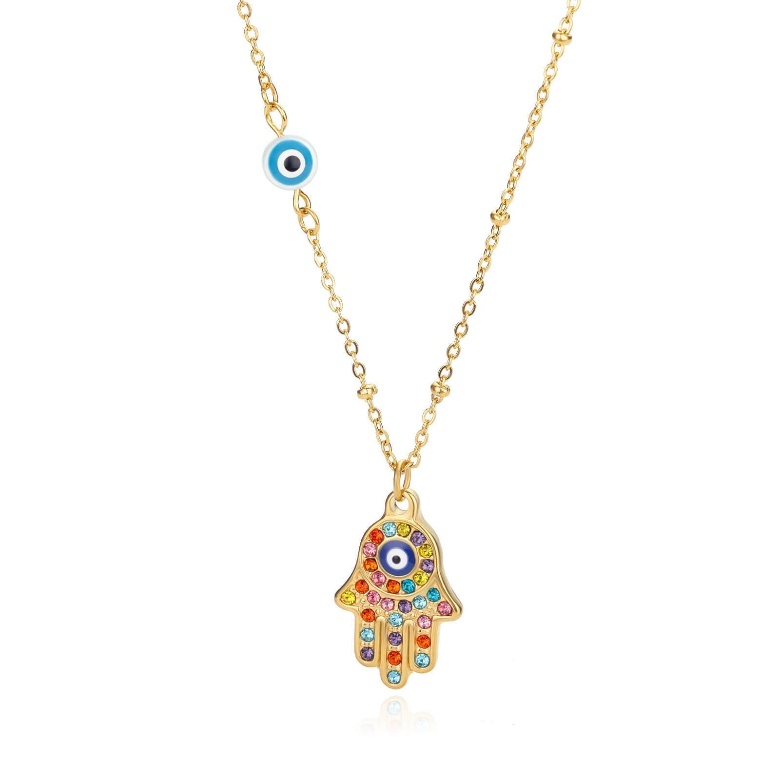 Charming Hand of Fatima Palm Hamsa Necklace