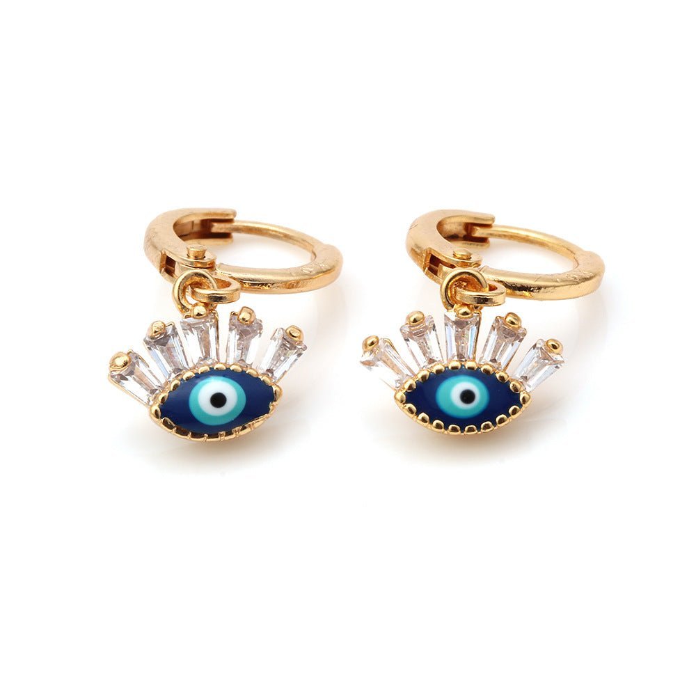 Evil Eye Gold Dangle Earrings