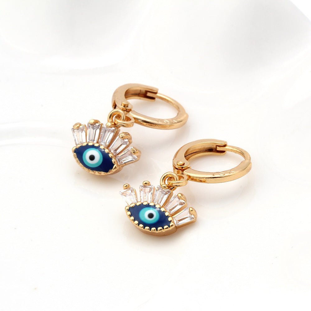 Evil Eye Gold Dangle Earrings