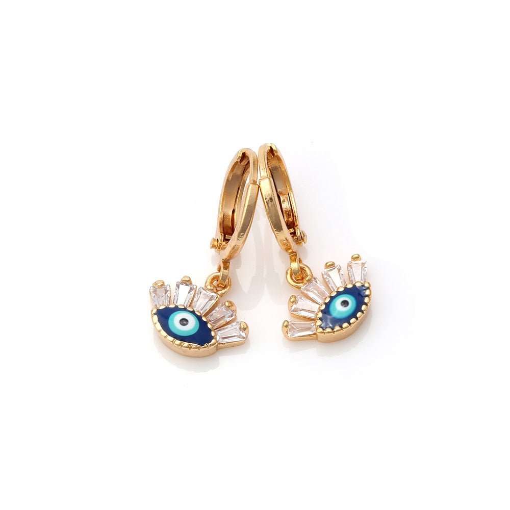 Evil Eye Gold Dangle Earrings