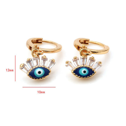 Evil Eye Gold Dangle Earrings