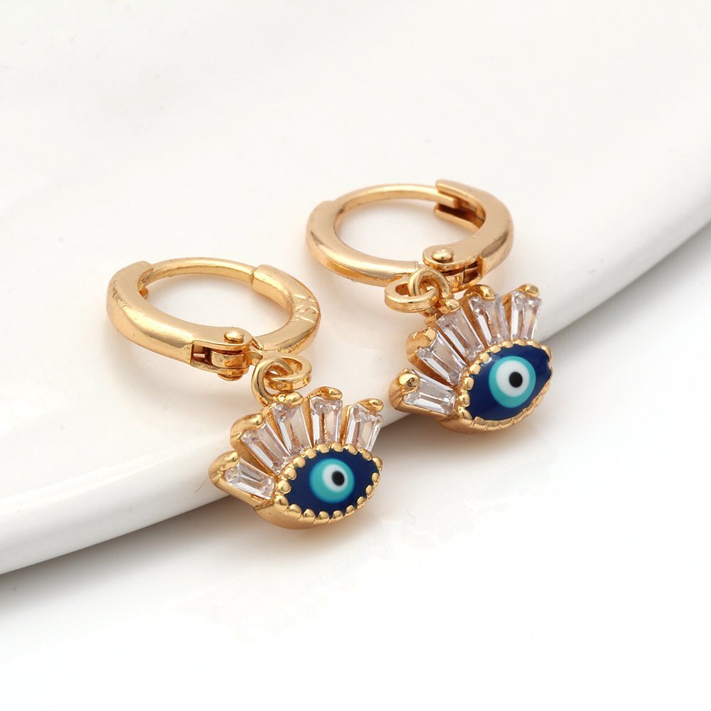 Evil Eye Gold Dangle Earrings