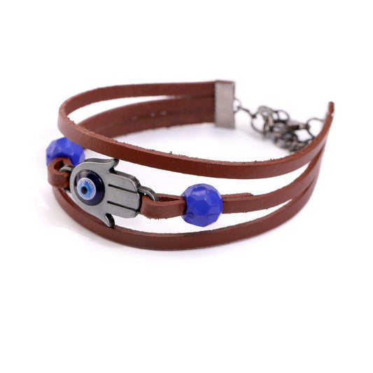 Evil Eye Leather Bracelet for Men