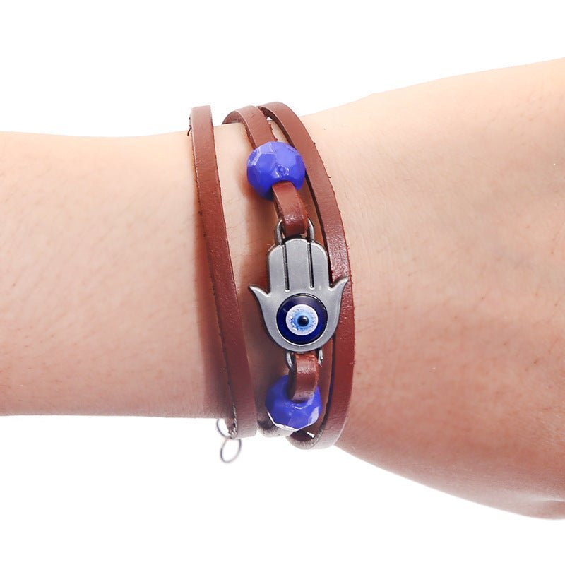 Evil Eye Leather Bracelet for Men