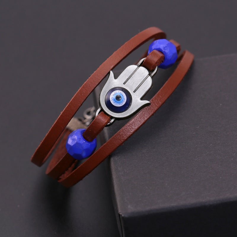 Evil Eye Leather Bracelet for Men