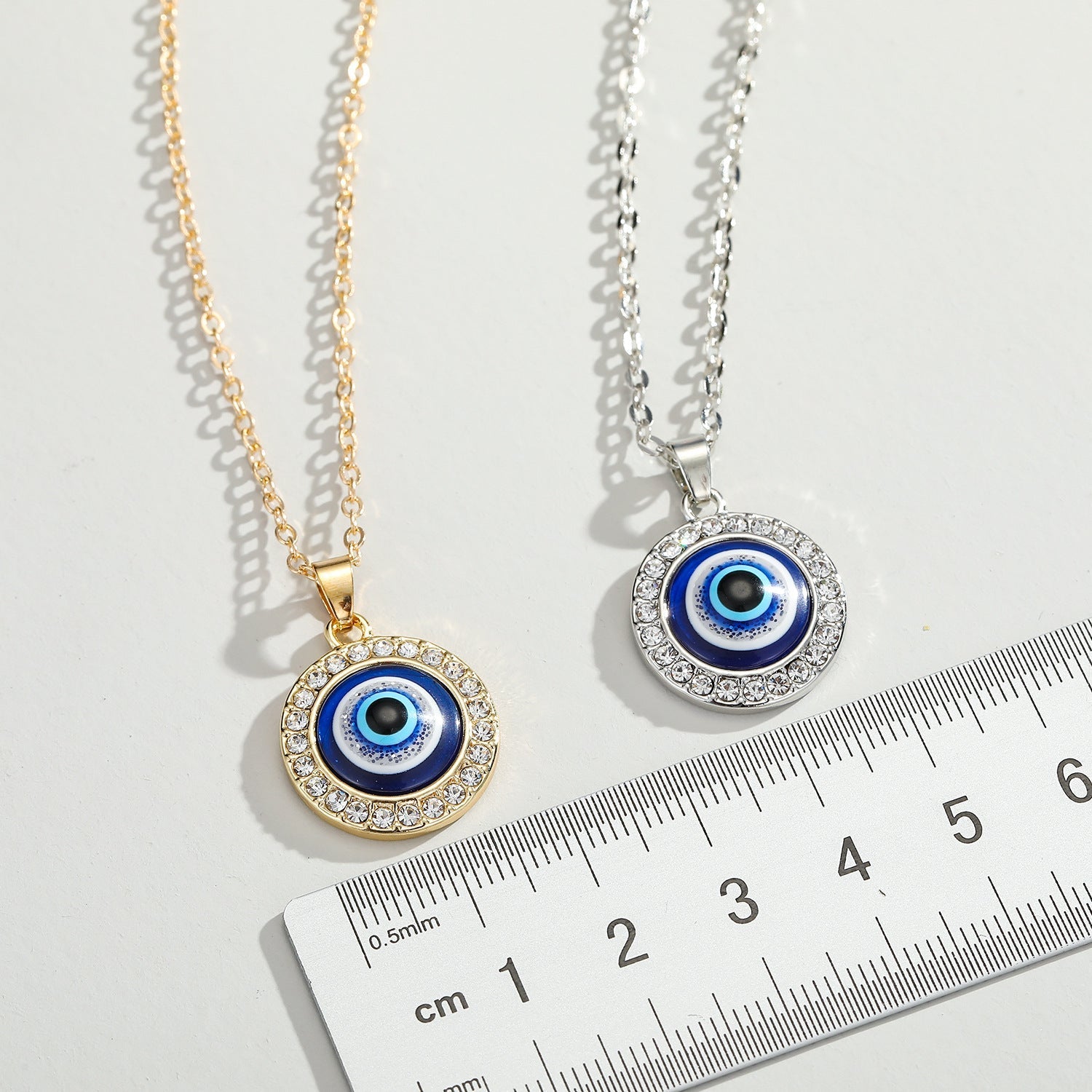 Evil Eye Round Pendant Necklace - Gold or Silver