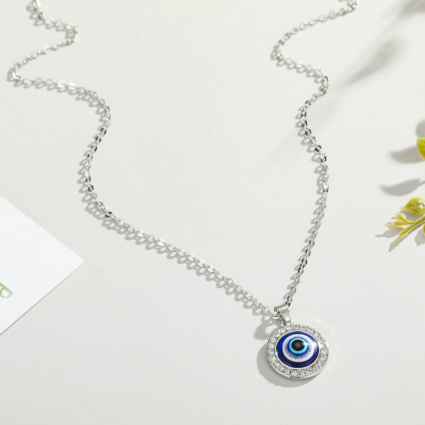 Evil Eye Round Pendant Necklace - Gold or Silver