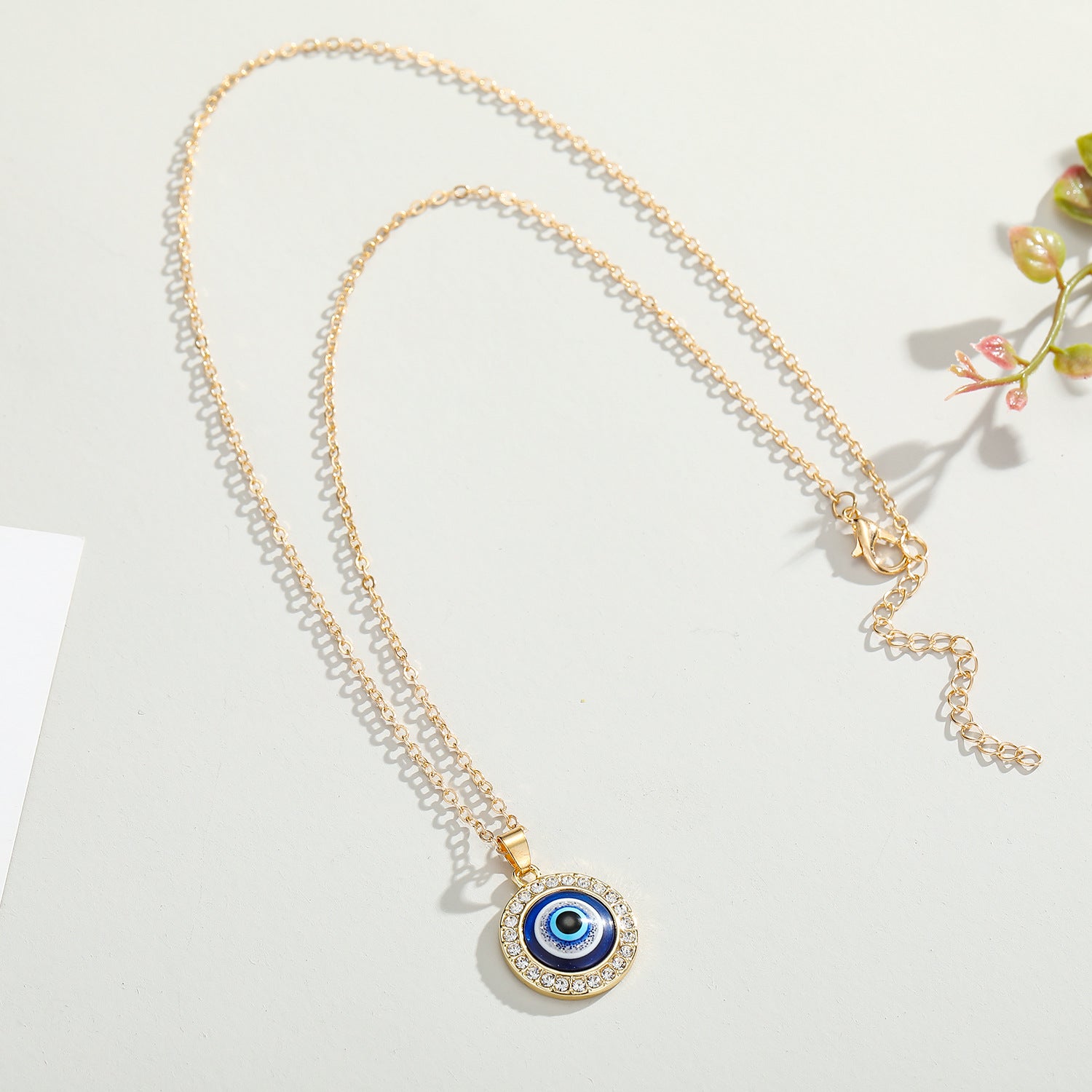 Evil Eye Round Pendant Necklace - Gold or Silver