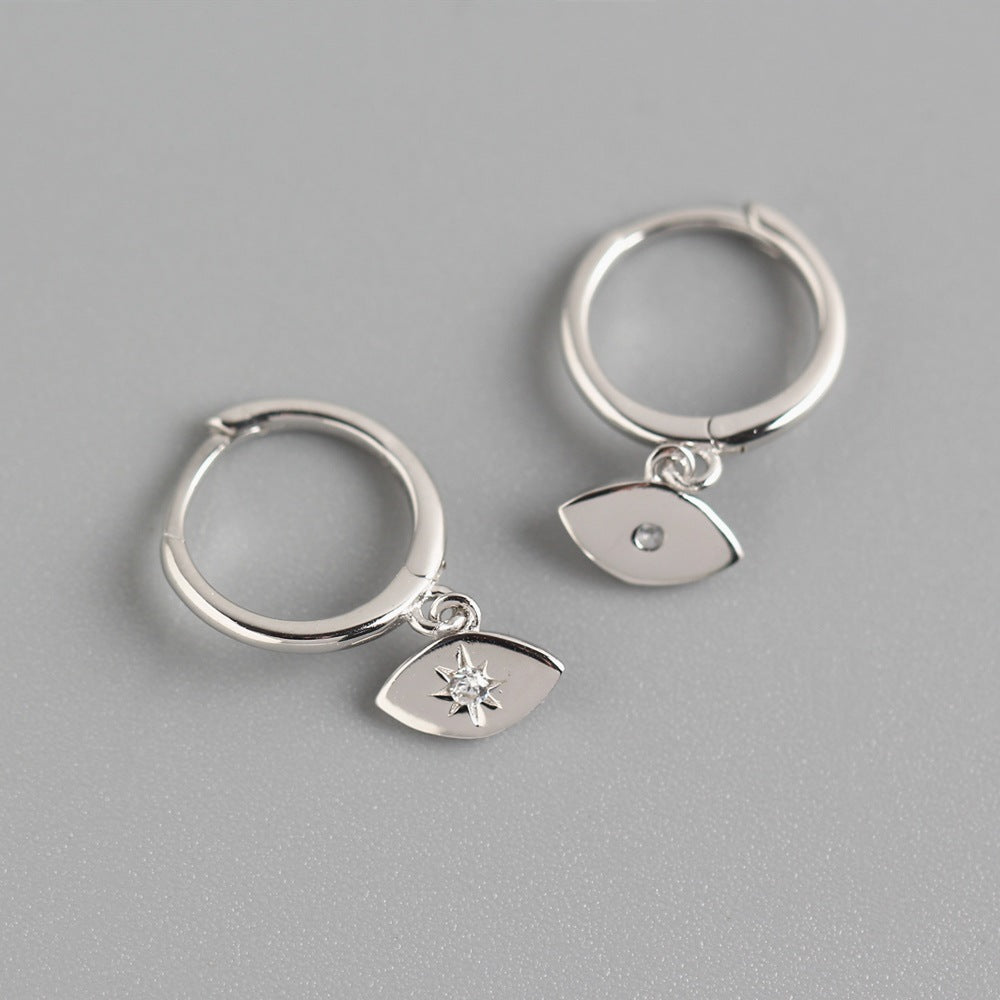 Evil Eye Sterling Silver Huggie Earrings