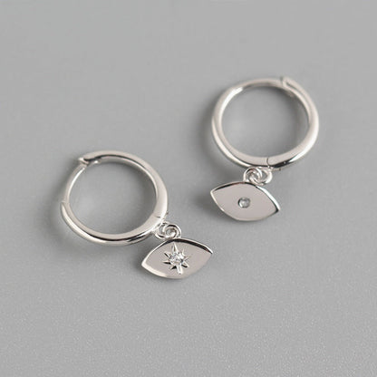 Evil Eye Sterling Silver Huggie Earrings