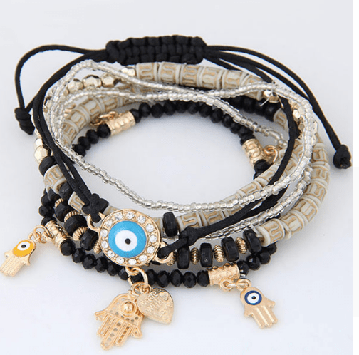 Fatima Hamsa Hand Evil Eye Charm Bracelet Sets