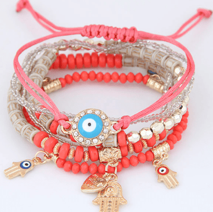 Fatima Hamsa Hand Evil Eye Charm Bracelet Sets