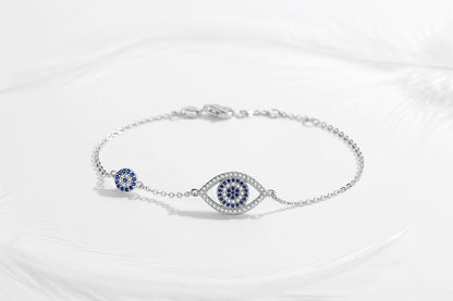 Gorgeous Sterling Silver Evil Eye Bracelet for Women