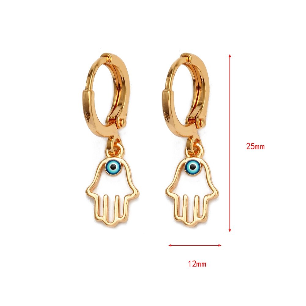 Hamsa Hand Of Fatima Earrings - Gold