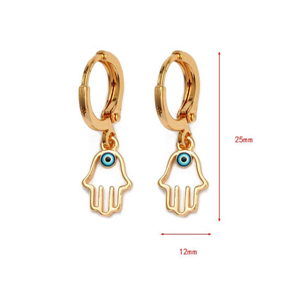 Hamsa Hand Of Fatima Earrings - Gold